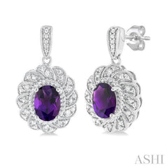 ASHI Silver Oval Shape Gemstone & Diamond Earrings 89889PPSSAMSLER