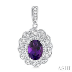 ASHI Silver Oval Shape Gemstone & Diamond Earrings 89889PPSSAMSLER