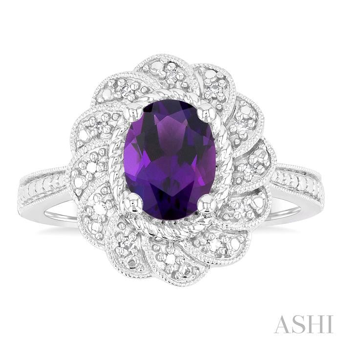 ASHI Silver Oval Shape Gemstone & Diamond Ring 89889PPSSAMSLRG