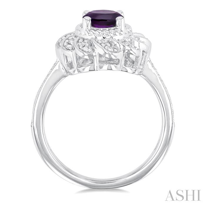 ASHI Silver Oval Shape Gemstone & Diamond Ring 89889PPSSAMSLRG