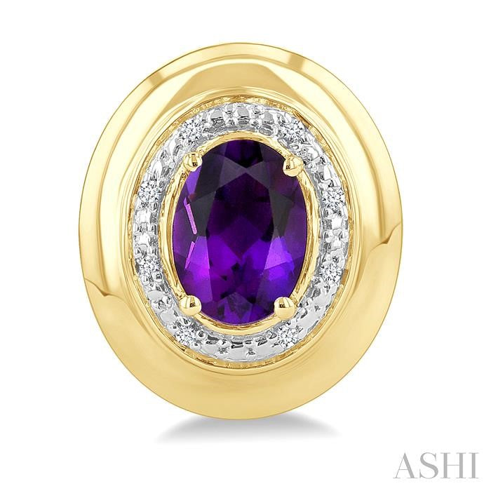 ASHI Gold Vermeil Bold Oval Shape Gemstone & Diamond Earrings 898A9PPSSAMSLER-OVGV