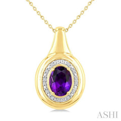 ASHI Gold Vermeil Bold Oval Shape Gemstone & Diamond Pendant 898A9PPSSAMSLPD-OVGV