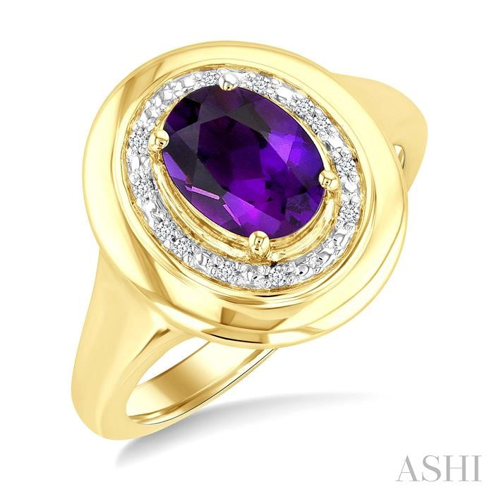 ASHI Gold Vermeil Bold Oval Shape Gemstone & Diamond Ring 898A9PPSSAMSLRG-OVGV