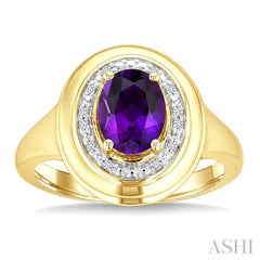 ASHI Gold Vermeil Bold Oval Shape Gemstone & Diamond Ring 898A9PPSSAMSLRG-OVGV