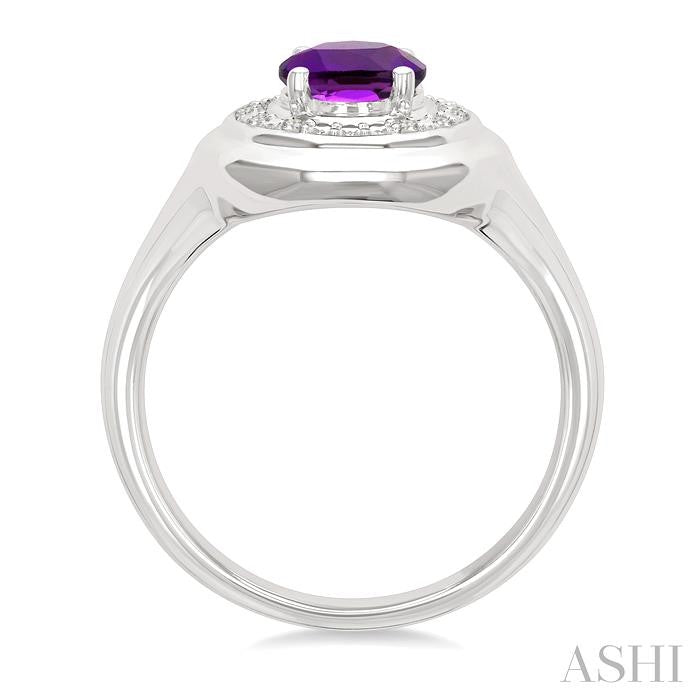 ASHI Silver Oval Shape Gemstone & Diamond Ring 898A9PPSSAMSLRG-OV