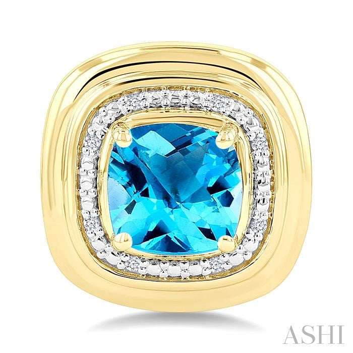 ASHI Gold Vermeil Bold Cushion Shape Gemstone & Diamond Earrings 898A9PPSSBTSLER-CUGV