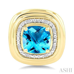 ASHI Gold Vermeil Bold Cushion Shape Gemstone & Diamond Earrings 898A9PPSSBTSLER-CUGV