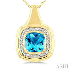 ASHI Gold Vermeil Bold Cushion Shape Gemstone & Diamond Pendant 898A9PPSSBTSLPD-CUGV