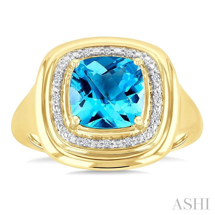 ASHI Gold Vermeil Bold Cushion Shape Gemstone & Diamond Ring 898A9PPSSBTSLRG-CUGV