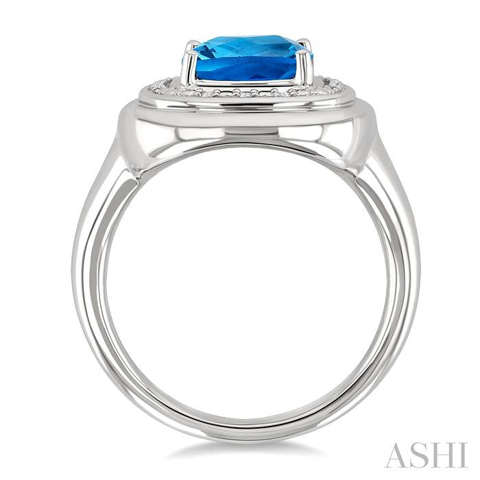 ASHI Silver Bold Cushion Shape Gemstone & Diamond Ring 898A9PPSSBTSLRG-CU