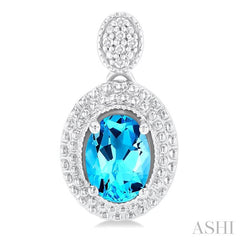 ASHI Silver Oval Shape Gemstone & Diamond Earrings 89909PPSSBTSLER