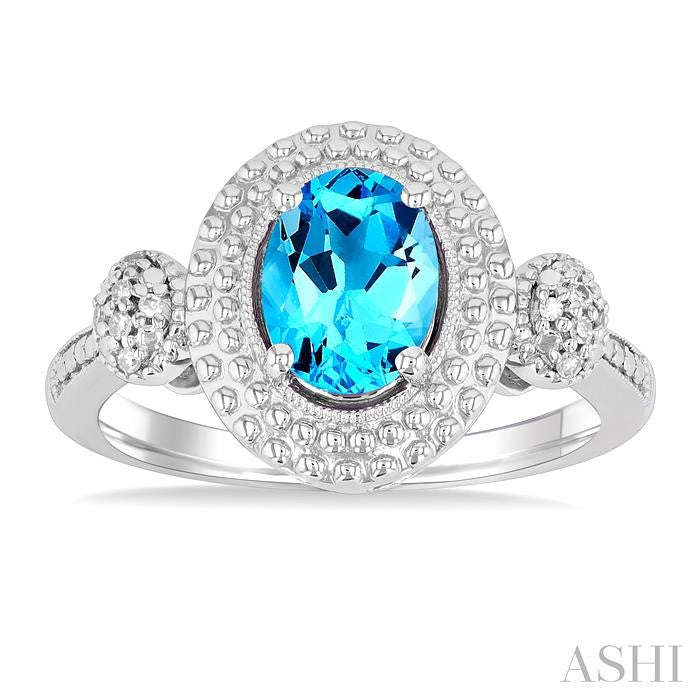 ASHI Silver Oval Shape Gemstone & Diamond Ring 89909PPSSBTSLRG