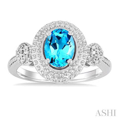 ASHI Silver Oval Shape Gemstone & Diamond Ring 89909PPSSBTSLRG