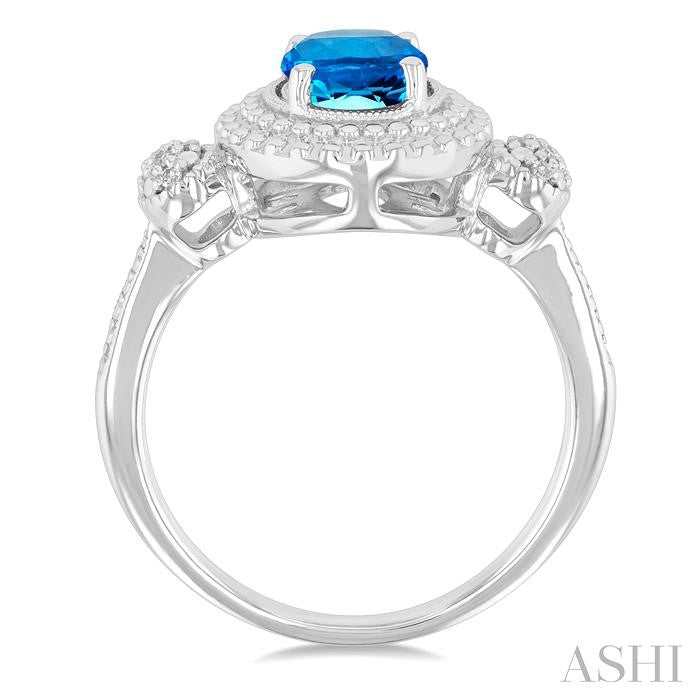 ASHI Silver Oval Shape Gemstone & Diamond Ring 89909PPSSBTSLRG