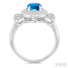 ASHI Silver Oval Shape Gemstone & Diamond Ring 89909PPSSBTSLRG