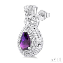 ASHI Silver Pear Shape Gemstone & Diamond Earrings 89919PPSSAMSLER