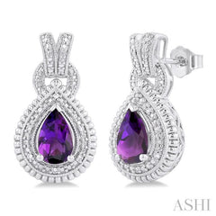 ASHI Silver Pear Shape Gemstone & Diamond Earrings 89919PPSSAMSLER