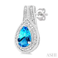 ASHI Silver Pear Shape Gemstone & Diamond Earrings 89949PPSSBTSLER