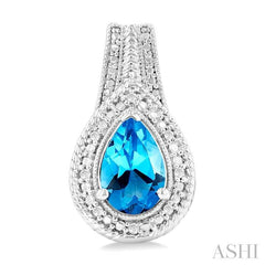 ASHI Silver Pear Shape Gemstone & Diamond Earrings 89949PPSSBTSLER
