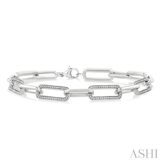 ASHI Silver Bold Paperclip Diamond Fashion Bracelet 89970PPSSSLTB