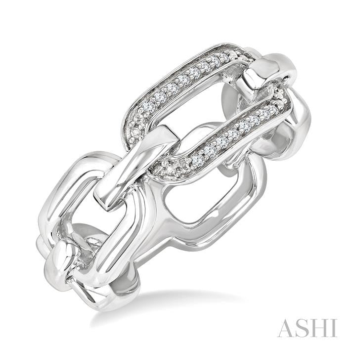 ASHI Silver Bold Paperclip Diamond Ring 89979PPSSSLRG