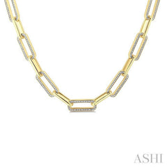 ASHI Gold Vermeil Bold Paperclip Diamond Necklace 8997QPPSSSLNK-GV