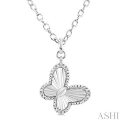 ASHI Silver Butterfly Fluted Medallion Diamond Pendant 89988PPSSSLPD-BTF