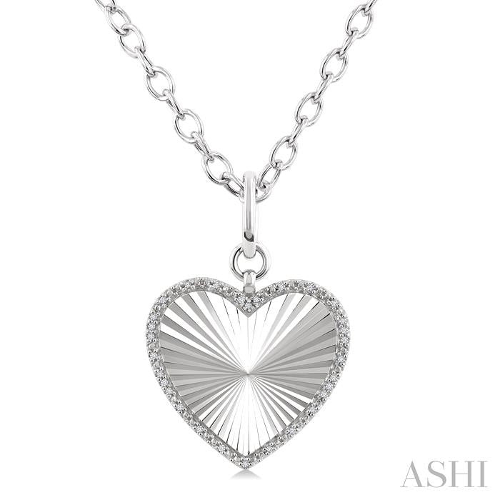 ASHI Silver Heart Fluted Medallion Diamond Pendant 89988PPSSSLPD-HT