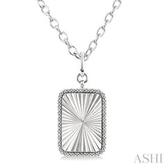 ASHI Silver Rectangular Fluted Medallion Diamond Pendant 89988PPSSSLPD-RCT