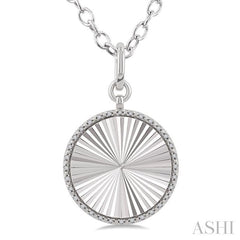 ASHI Silver Circle Fluted Medallion Diamond Pendant 89988PPSSSLPD-RD