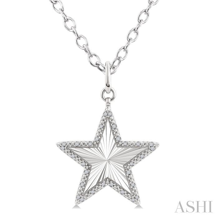 ASHI Silver Star Fluted Medallion Diamond Pendant 89988PPSSSLPD-STR