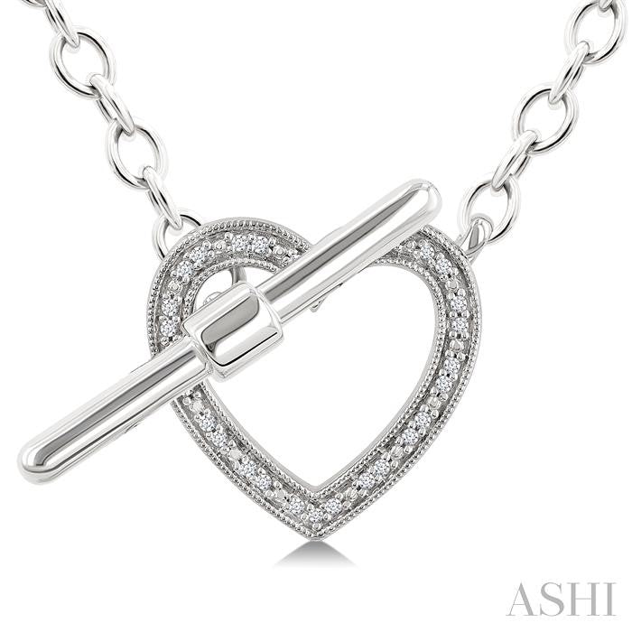 ASHI Silver Heart Toggle Diamond Fashion Necklace 89998PPSSSLNK-HT