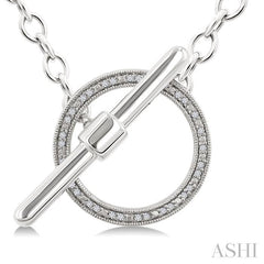ASHI Silver Circle Toggle Diamond Fashion Necklace 89998PPSSSLNK-RD