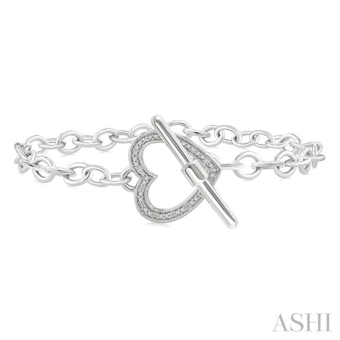 ASHI Silver Heart Toggle Diamond Fashion Bracelet 89998PPSSSLTB-HT