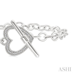 ASHI Silver Heart Toggle Diamond Fashion Bracelet 89998PPSSSLTB-HT