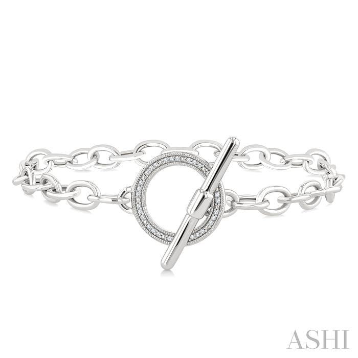 ASHI Silver Circle Toggle Diamond Fashion Bracelet 89998PPSSSLTB-RD