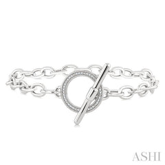 ASHI Silver Circle Toggle Diamond Fashion Bracelet 89998PPSSSLTB-RD