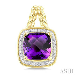 ASHI Gold Vermeil Cushion Shape Gemstone & Diamond Earrings 899A9PPSSAMSLER-CUGV