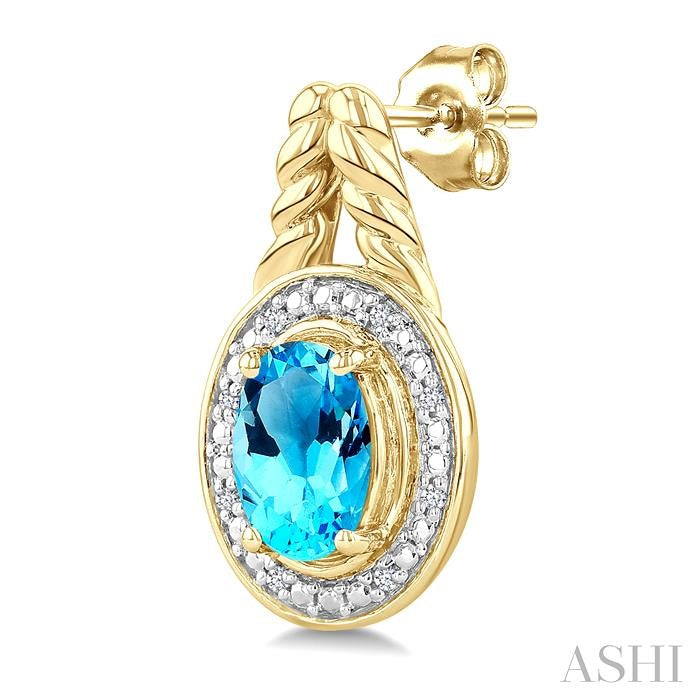 ASHI Gold Vermeil Oval Shape Gemstone & Diamond Earrings 899A9PPSSBTSLER-OVGV