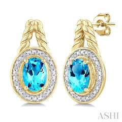 ASHI Gold Vermeil Oval Shape Gemstone & Diamond Earrings 899A9PPSSBTSLER-OVGV