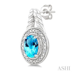 ASHI Silver Oval Shape Gemstone & Diamond Earrings 899A9PPSSBTSLER-OV