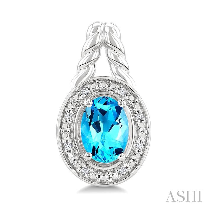 ASHI Silver Oval Shape Gemstone & Diamond Earrings 899A9PPSSBTSLER-OV