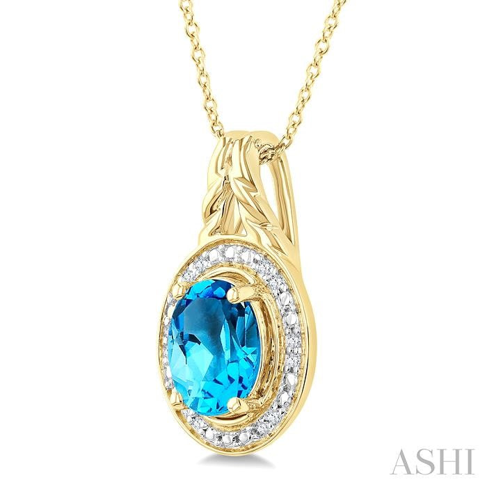 ASHI Gold Vermeil Oval Shape Gemstone & Diamond Pendant 899A9PPSSBTSLPD-OVGV