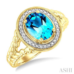 ASHI Gold Vermeil Oval Shape Gemstone & Diamond Ring 899A9PPSSBTSLRG-OVGV