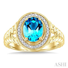 ASHI Gold Vermeil Oval Shape Gemstone & Diamond Ring 899A9PPSSBTSLRG-OVGV
