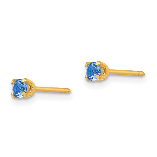 89E Inverness 24k Plated September Blue Crystal Birthstone Earrings