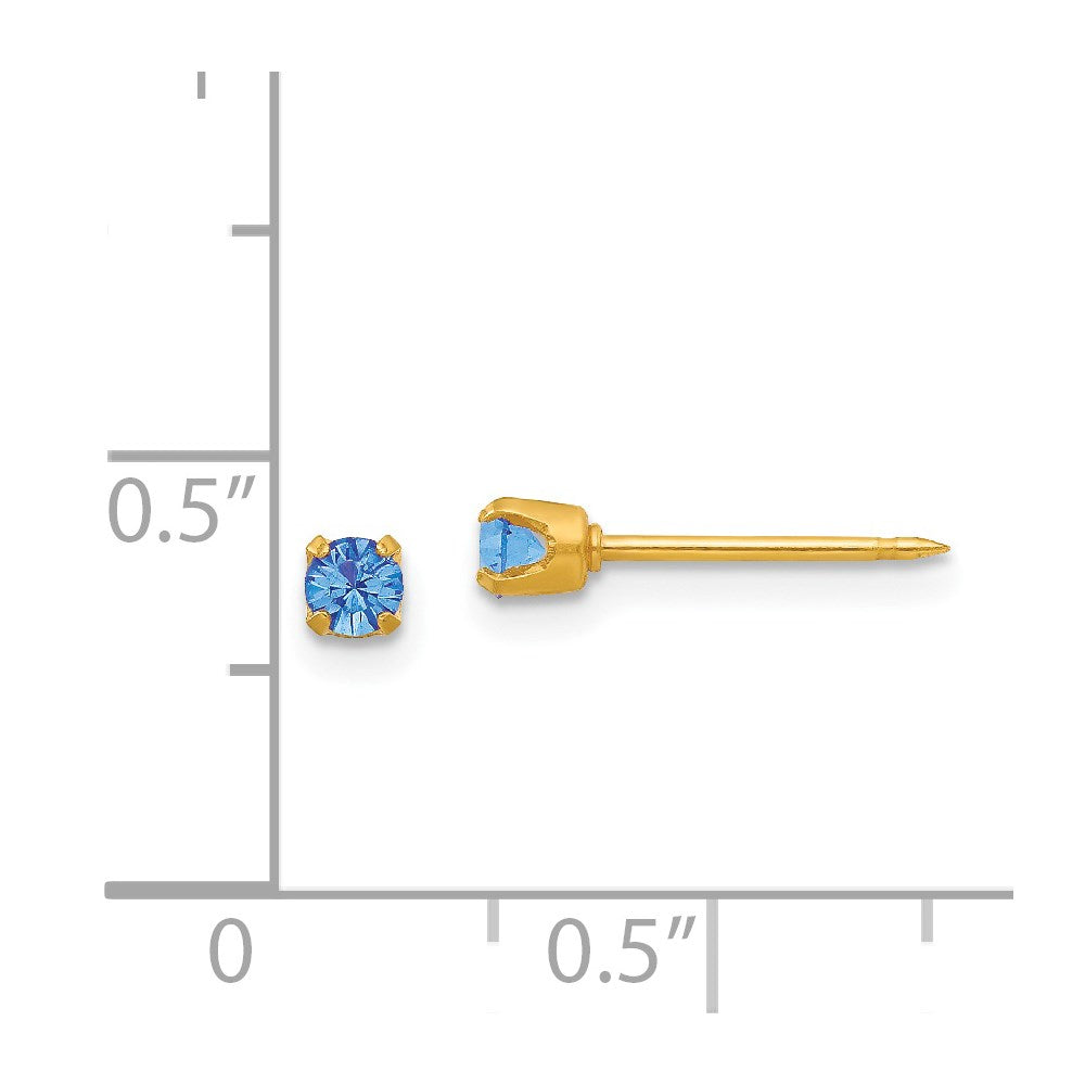89E Inverness 24k Plated September Blue Crystal Birthstone Earrings