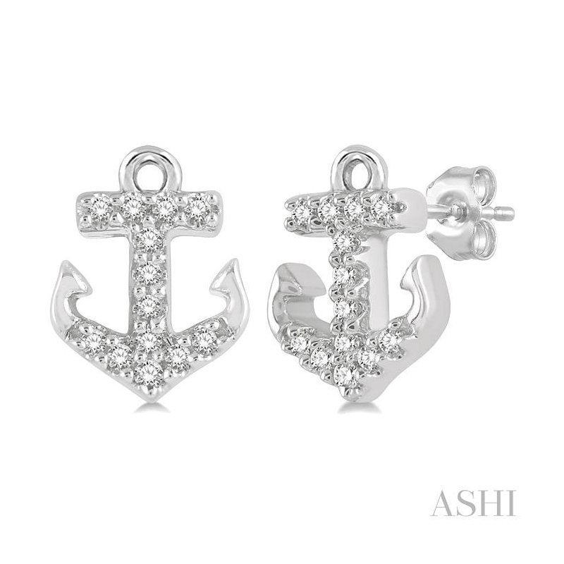 ASHI Anchor Petite Diamond Fashion Earrings 645C9PPTSERWG