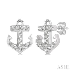 ASHI Anchor Petite Diamond Fashion Earrings 645C9PPTSERWG
