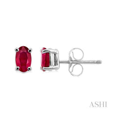 ASHI Oval Shape Gemstone Stud Earrings 57129PPF@ERRBWG